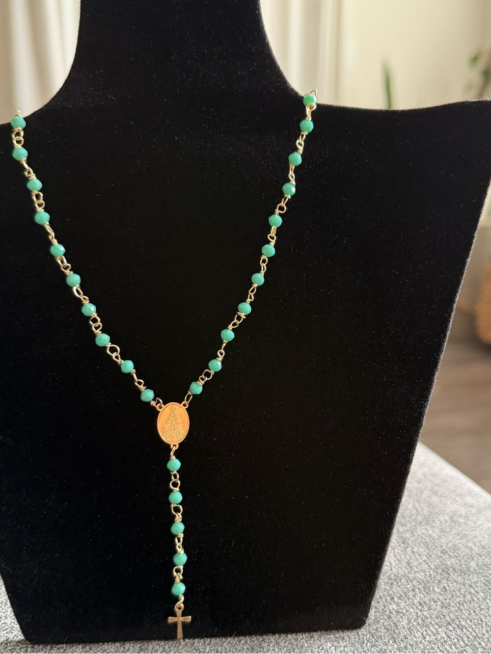 Gold-Tone Rosary Necklace